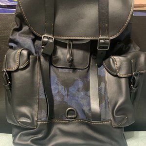 Unique Coach Blue and Black Camouflage Backpack